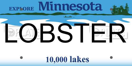 LOBSTER Minnesota License Plate