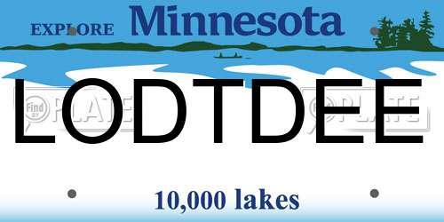 LODTDEE Minnesota License Plate