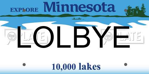 LOLBYE Minnesota License Plate