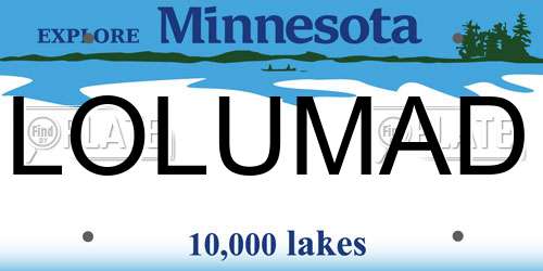 LOLUMAD Minnesota License Plate