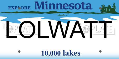 LOLWATT Minnesota License Plate