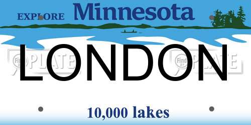 LONDON Minnesota License Plate