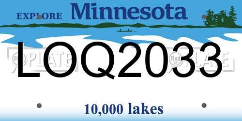 LOQ2033 Minnesota License Plate
