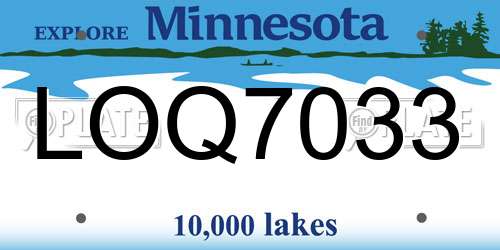 LOQ7033 Minnesota License Plate