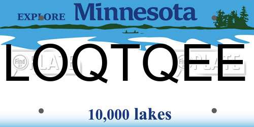 LOQTQEE Minnesota License Plate