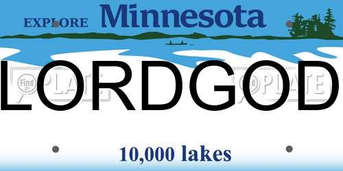 LORDGOD Minnesota License Plate