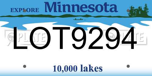 LOT9294 Minnesota License Plate