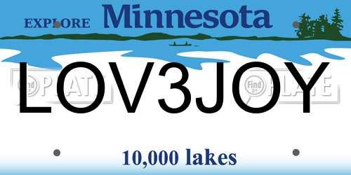 LOV3JOY Minnesota License Plate