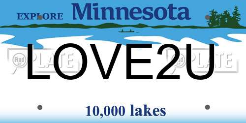 LOVE2U Minnesota License Plate