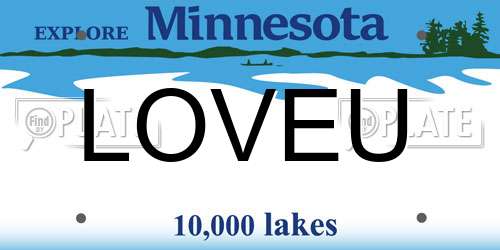 LOVEU Minnesota License Plate