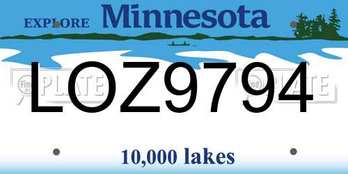 LOZ9794 Minnesota License Plate
