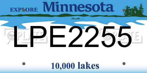 LPE2255 Minnesota License Plate