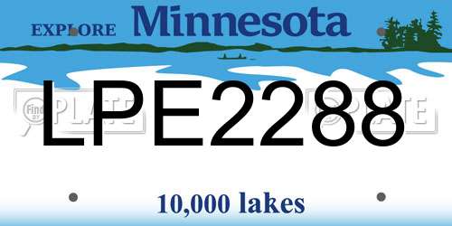 LPE2288 Minnesota License Plate