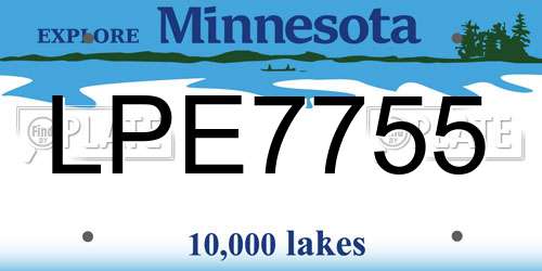 LPE7755 Minnesota License Plate