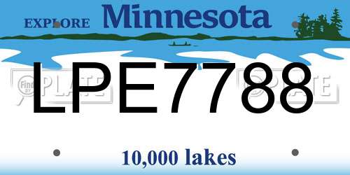 LPE7788 Minnesota License Plate