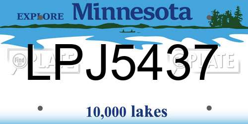 LPJ5437 Minnesota License Plate