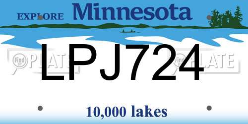 LPJ724 Minnesota License Plate