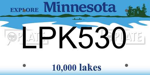 LPK530 Minnesota License Plate