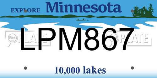 LPM867 Minnesota License Plate