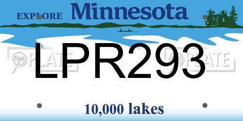 LPR293 Minnesota License Plate