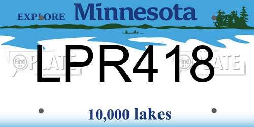LPR418 Minnesota License Plate