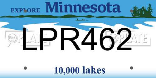 LPR462 Minnesota License Plate