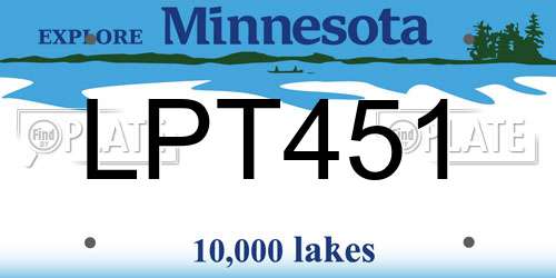 LPT451 Minnesota License Plate