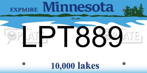 LPT889 Minnesota License Plate