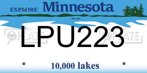 LPU223 Minnesota License Plate
