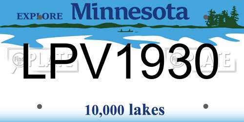 LPV1930 Minnesota License Plate