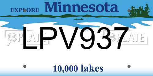 LPV937 Minnesota License Plate