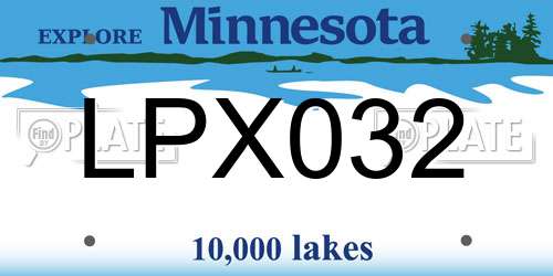 LPX032 Minnesota License Plate