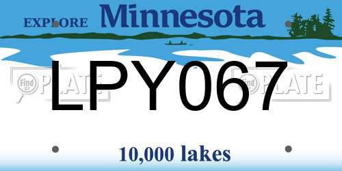 LPY067 Minnesota License Plate
