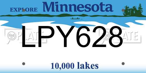 LPY628 Minnesota License Plate