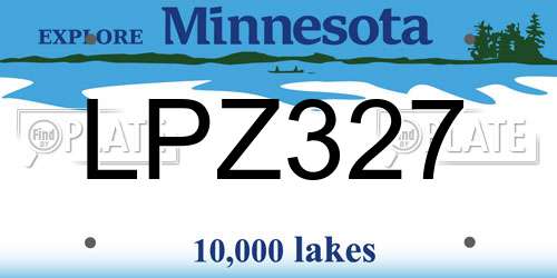 LPZ327 Minnesota License Plate