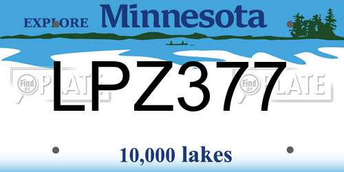 LPZ377 Minnesota License Plate