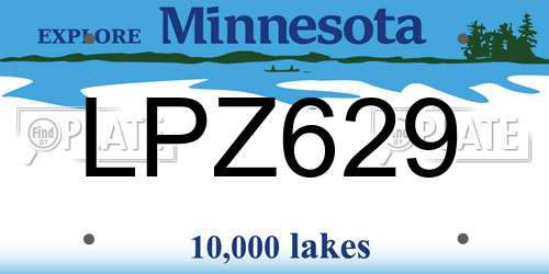 LPZ629 Minnesota License Plate