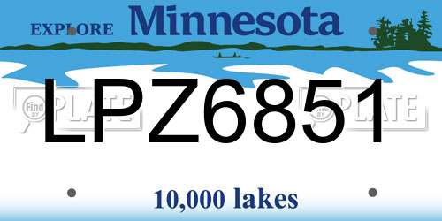LPZ6851 Minnesota License Plate