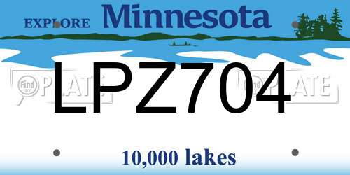 LPZ704 Minnesota License Plate