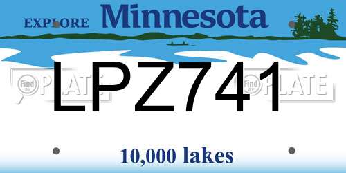 LPZ741 Minnesota License Plate
