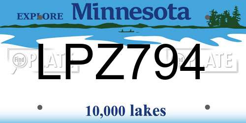 LPZ794 Minnesota License Plate