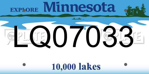 LQ07033 Minnesota License Plate