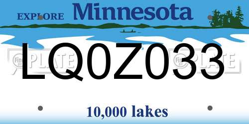 LQ0Z033 Minnesota License Plate