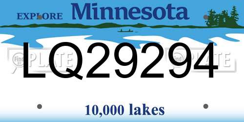 LQ29294 Minnesota License Plate