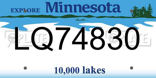 LQ74830 Minnesota License Plate