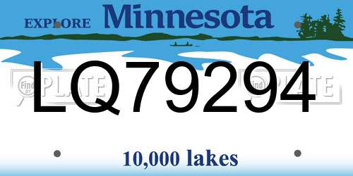 LQ79294 Minnesota License Plate