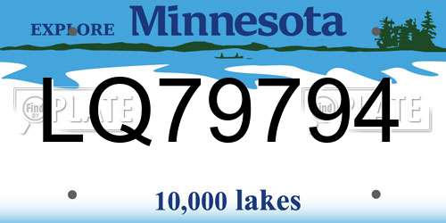 LQ79794 Minnesota License Plate