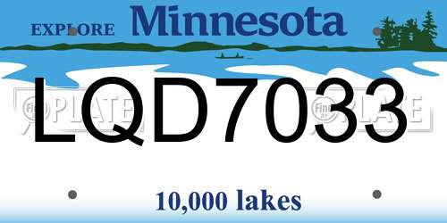 LQD7033 Minnesota License Plate