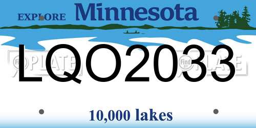 LQO2033 Minnesota License Plate