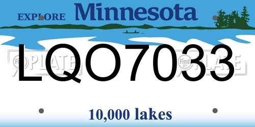 LQO7033 Minnesota License Plate